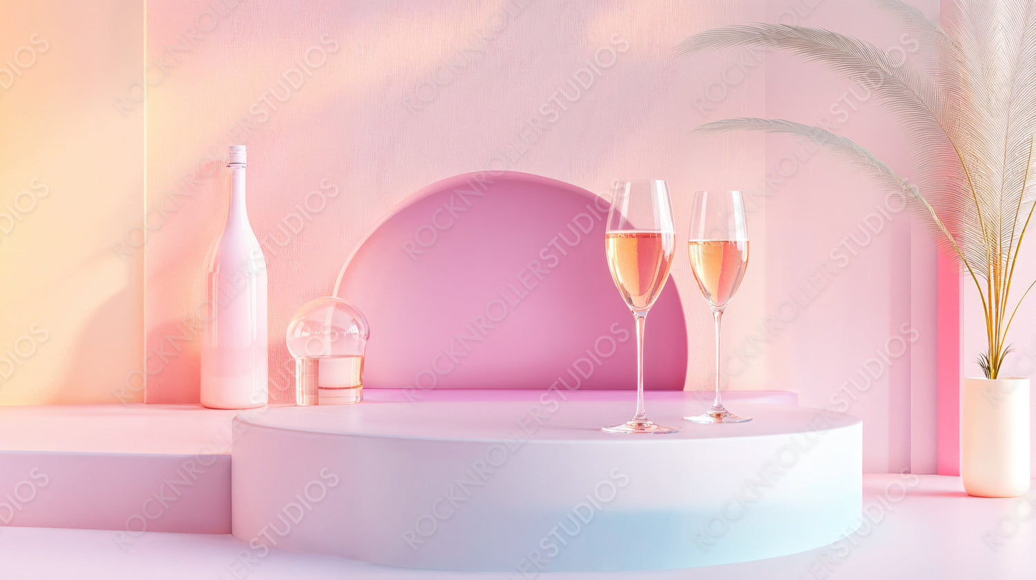 Chic Minimalist Decor: Elegant Drinks & Soft Pastels in a Luxurious Modern Setting