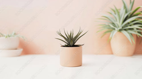 Minimalist Potted Plant with Soft Background and Clean Lines