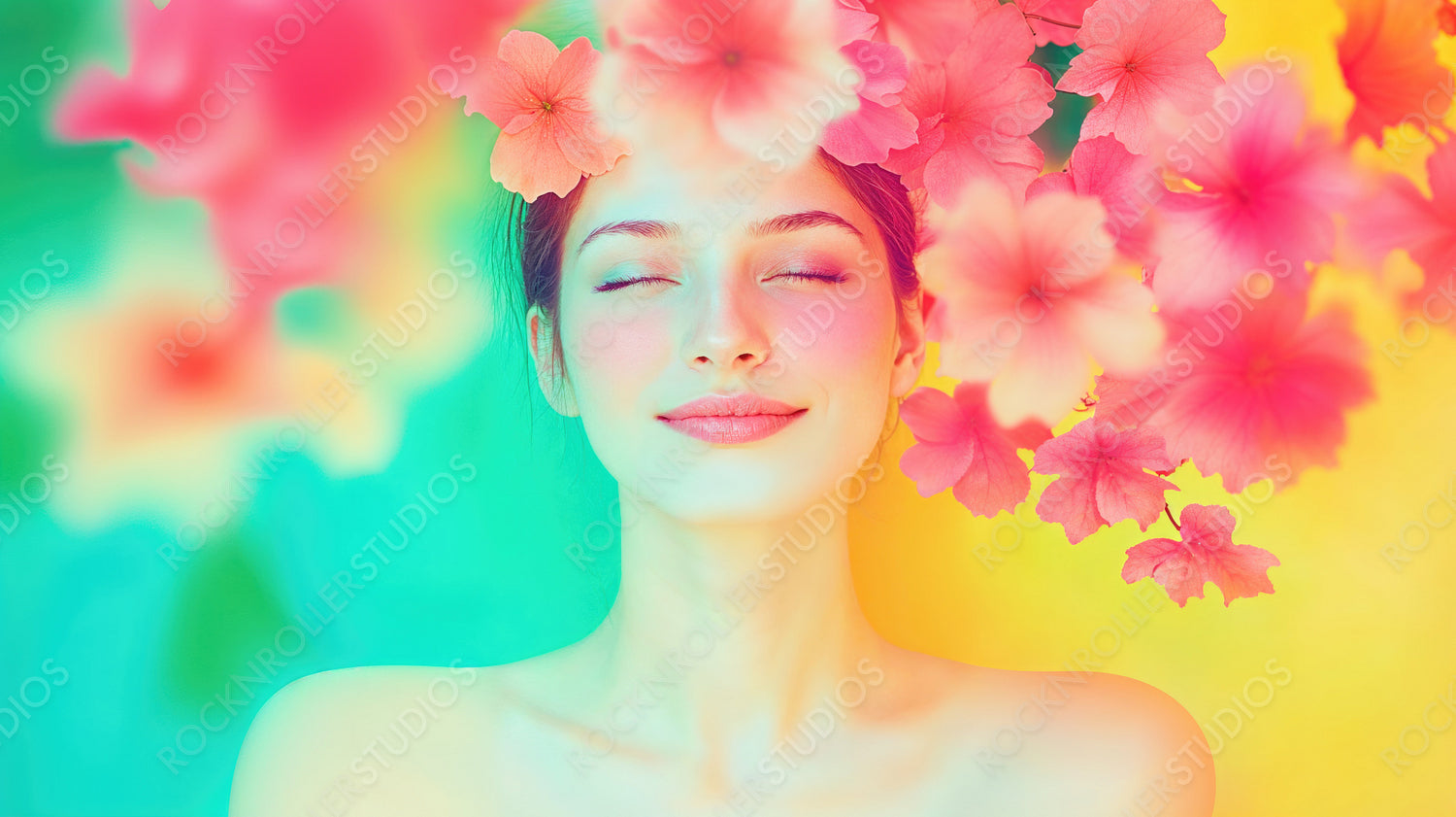 Serene Beauty Amidst Vibrant Hibiscus: A Dreamy Floral Escape