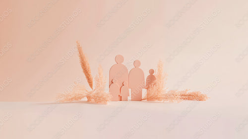 Family Concept with Stylized Figures and Soft Pastel Colors