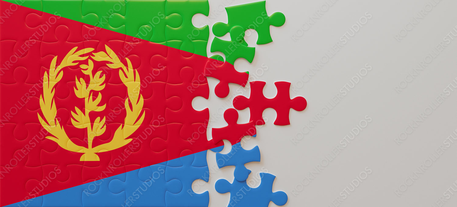 Piece Together Eritrea: Incomplete Flag Puzzle with Vivid Colors and National Symbols