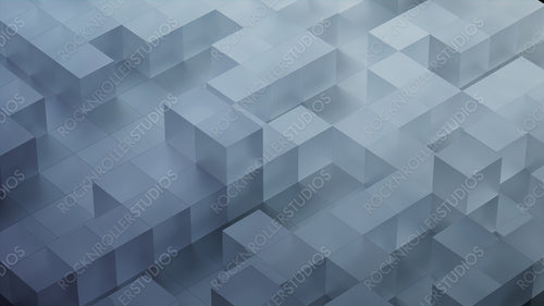 Precisely Aligned Translucent Cubes. Grey, Futuristic Tech Background. 3D Render.