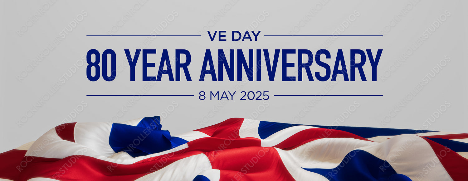 Commemorative VE Day 80th Anniversary Graphic with Vibrant Union Jack
