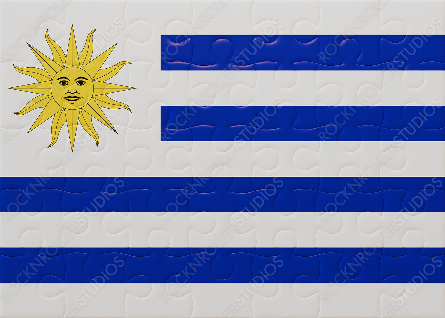 Uruguay's Pride: Complete Flag Puzzle with Vibrant Sun of May