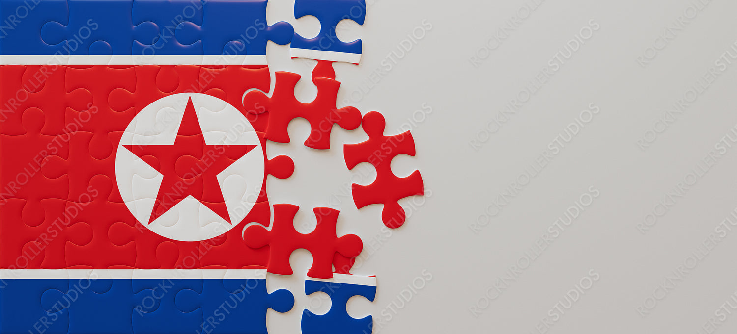 Piece Together Power: North Korea Flag Jigsaw Puzzle with Prominent Red Star