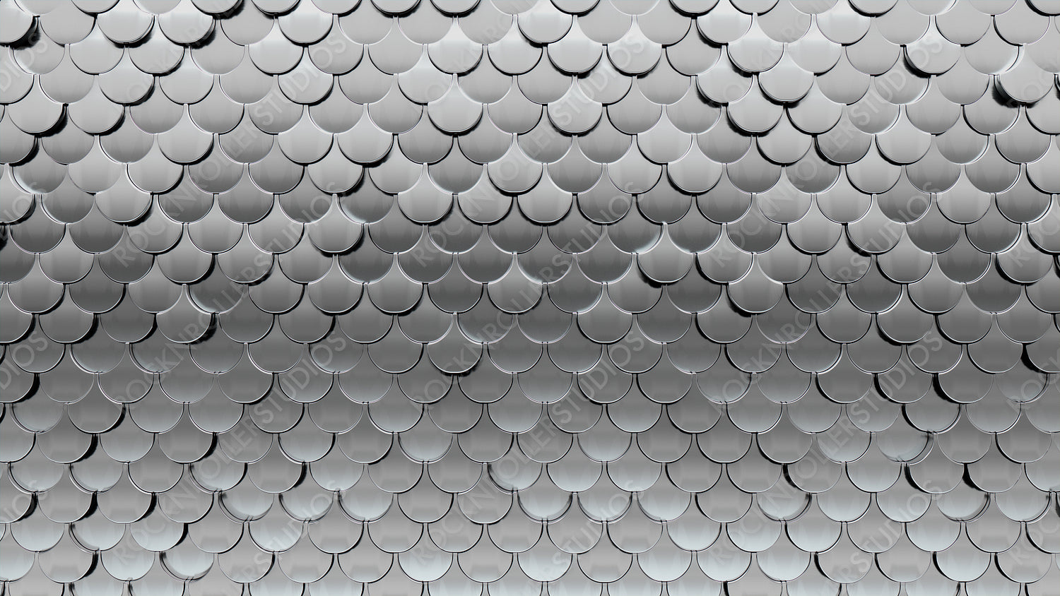 Silver Tiles arranged to create a Fish Scale wall. Polished, 3D Background formed from Luxurious blocks. 3D Render
