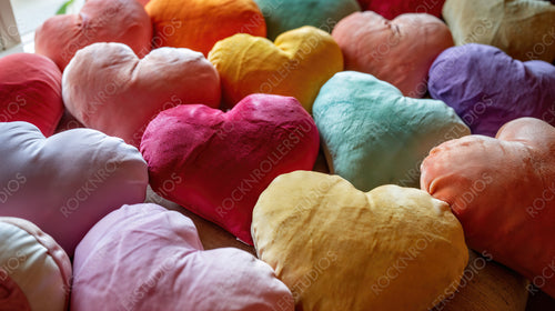 Radiant Rainbow of Heart-Shaped Pillows: A Symphony of Color & Comfort