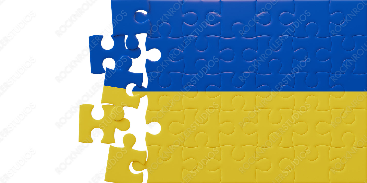 Unity in Pieces: Ukraine Flag as an Incomplete Jigsaw Puzzle