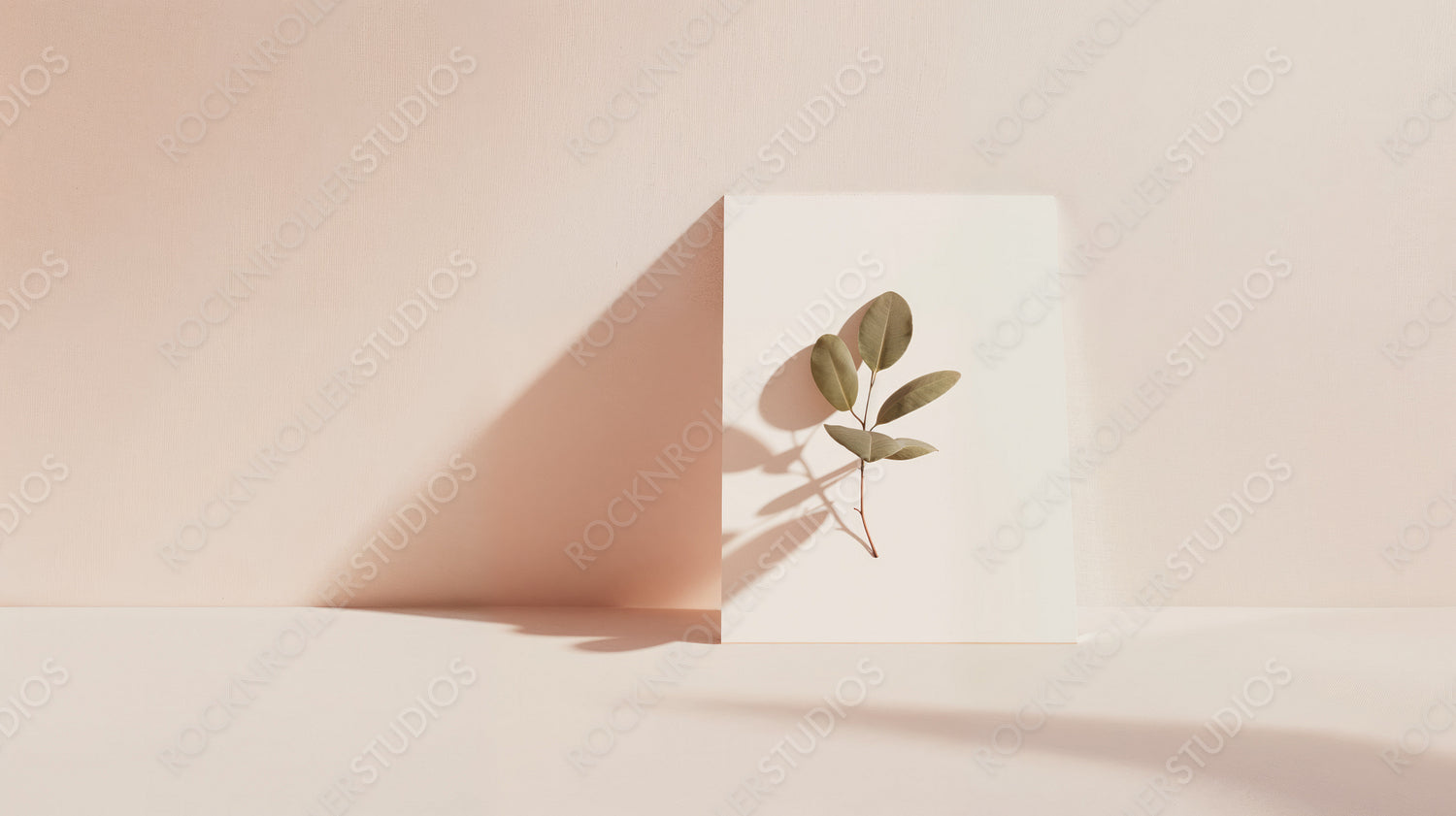 Artistic Foliage Shadow on Soft Pink Background