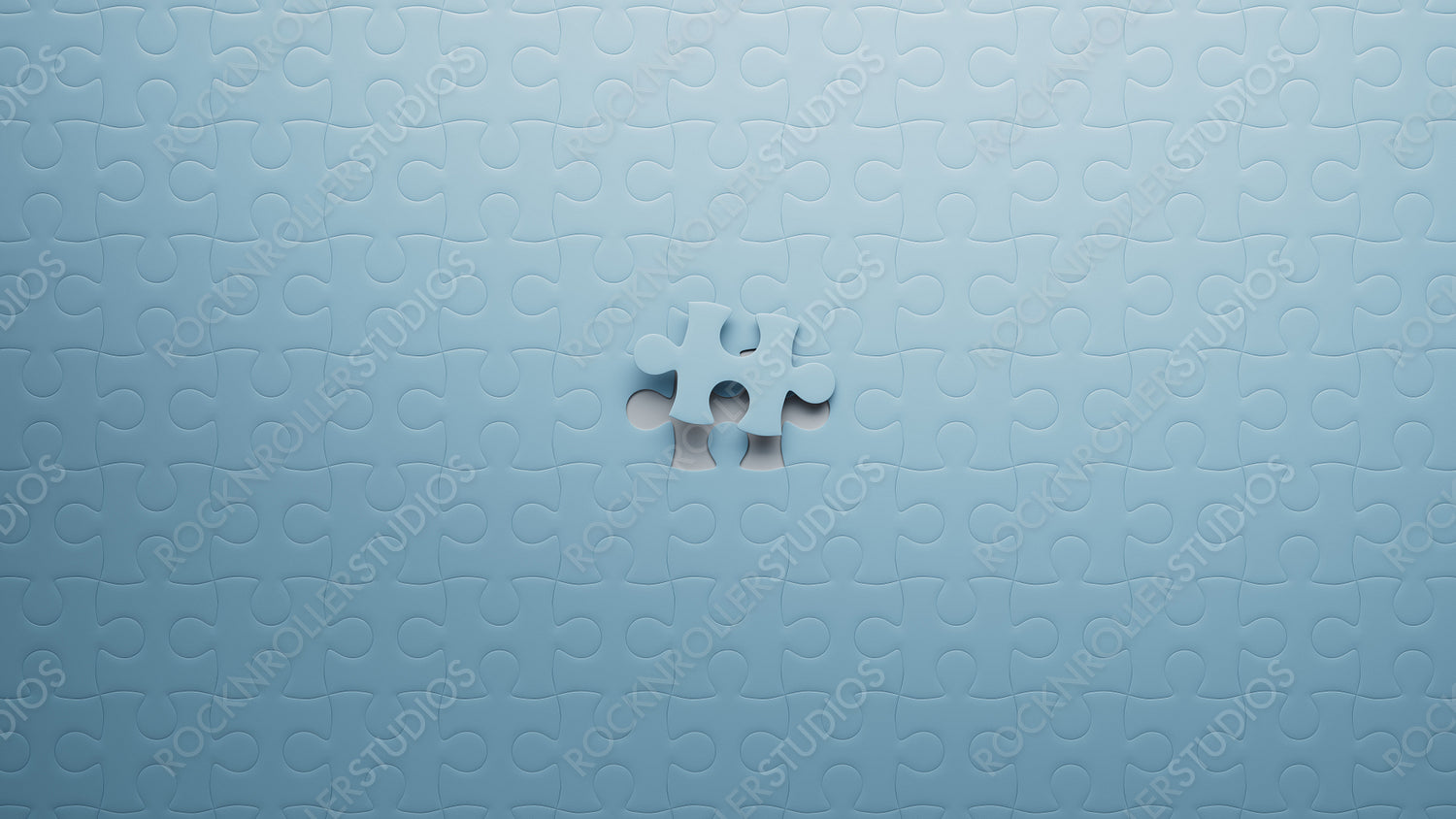 Striking 3D Puzzle with One Piece Elevated in Soft Blue - Unity and Problem Solving Concept