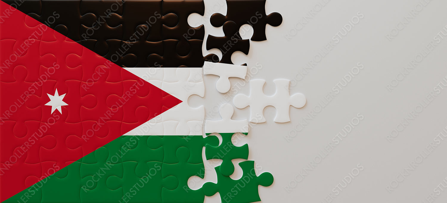 Jordanian Pride in Pieces: Artistic Jigsaw Puzzle of National Flag