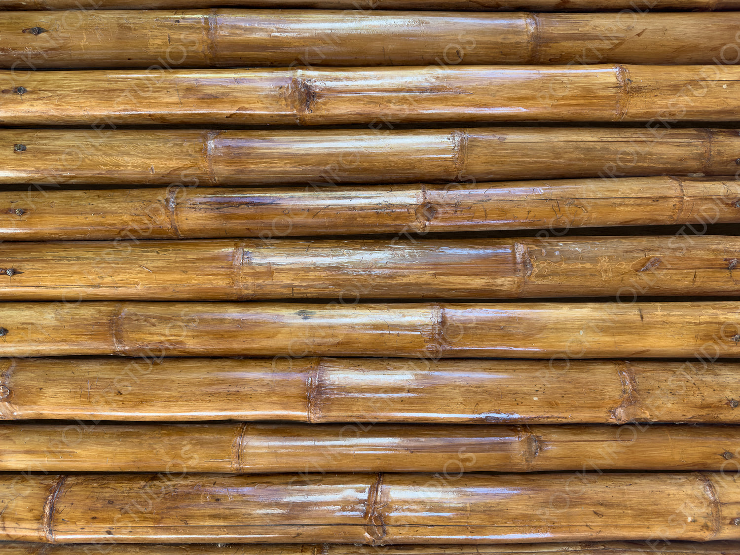 Horizontal Bamboo Poles Brown Wall Background