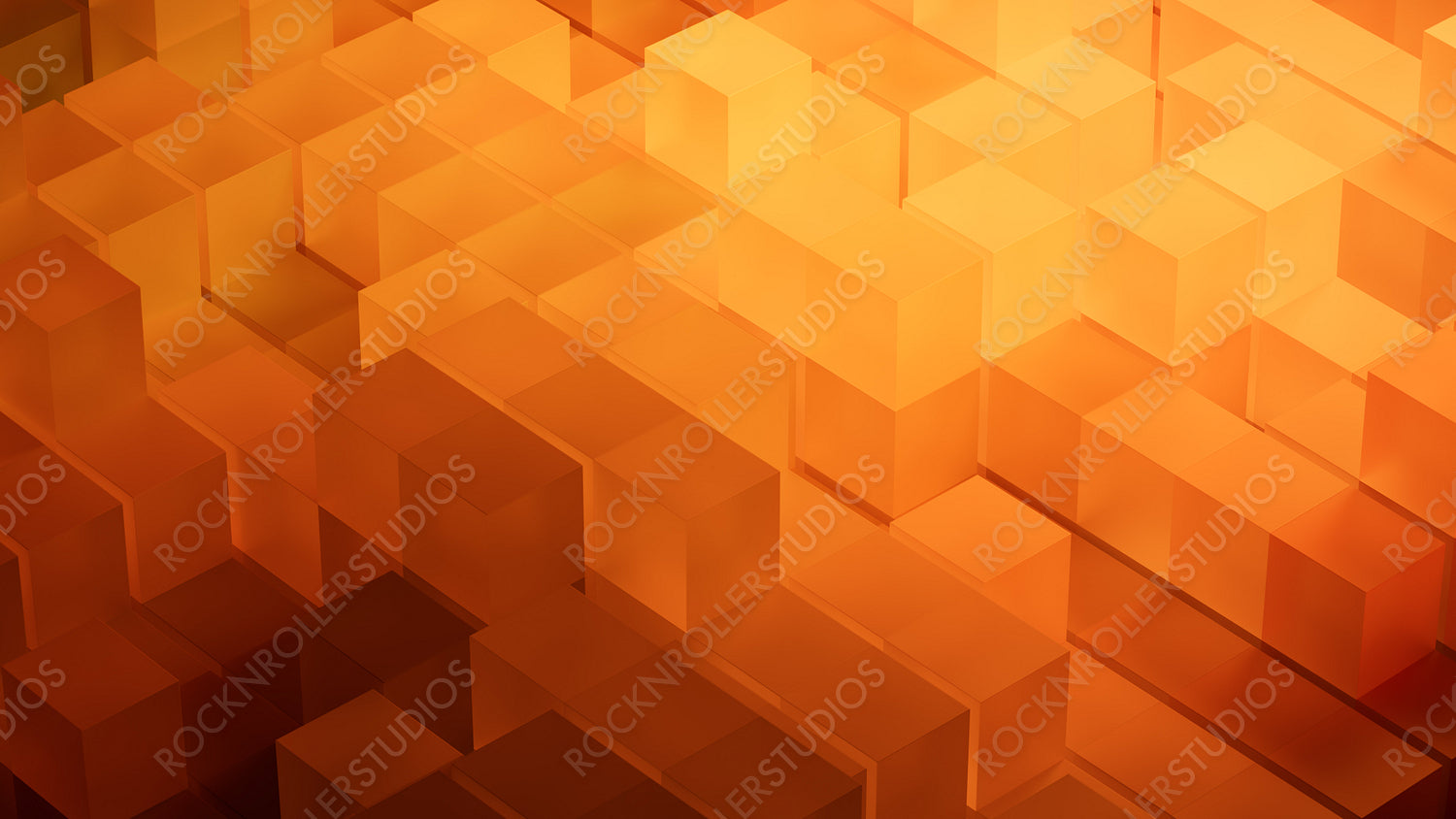 Innovative Tech Background with Perfectly Constructed Translucent Blocks. Orange and Yellow, 3D Render.