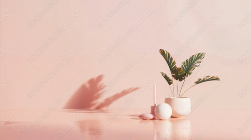 Modern Plant Decor with Shadows - Minimalist Indoor Greenery