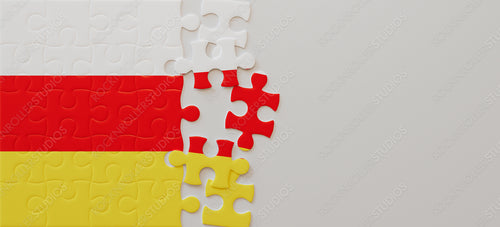 Unfinished South Ossetia Flag Puzzle: Missing Pieces Concept