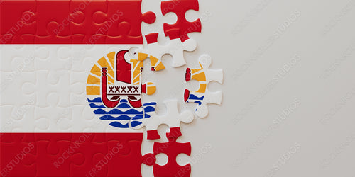 Piece Together French Polynesia: Incomplete Jigsaw Puzzle of Flag with Emblem