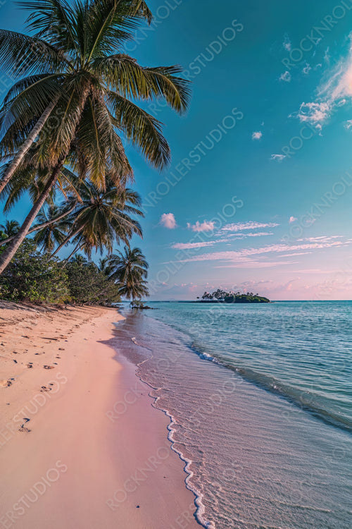 Luxury Honeymoon Environment in the Philippines. Sea and Sky background with Majestic Sunrise Beach.