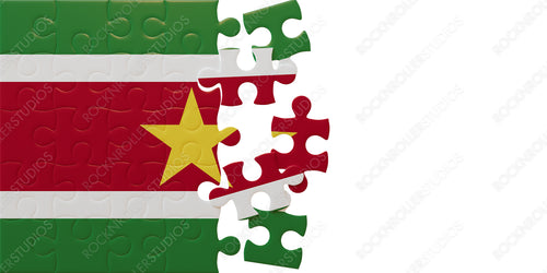 Piece Together Suriname: Vibrant Jigsaw Puzzle of National Flag with Detached Pieces