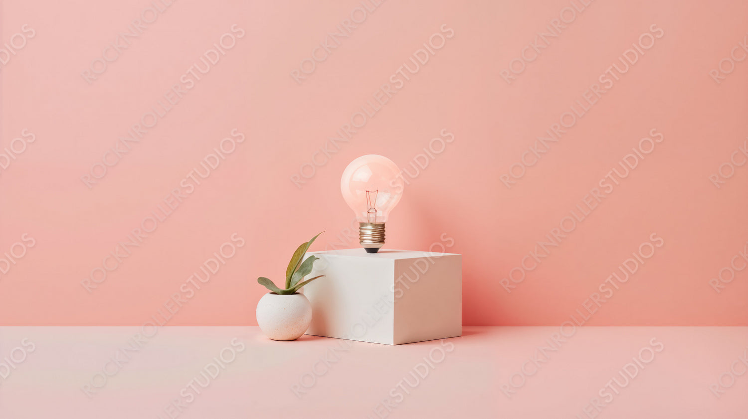 Creative Innovation Concept with Lightbulb and Plant Decor