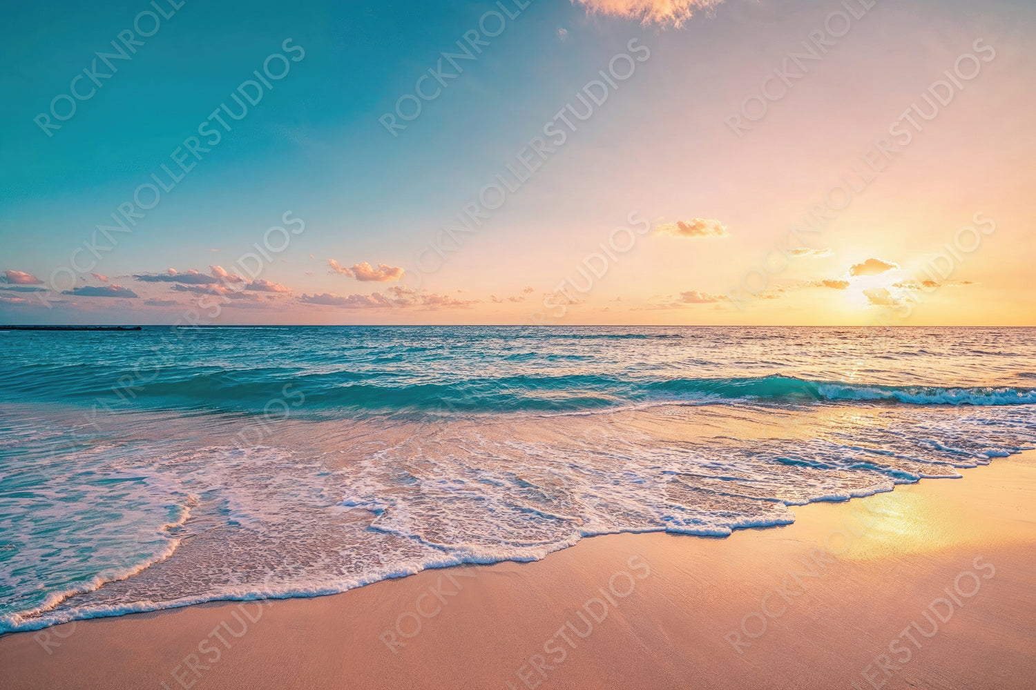 Luxury Honeymoon Location in Florida. Travel background with Amazing Sunset Beach.