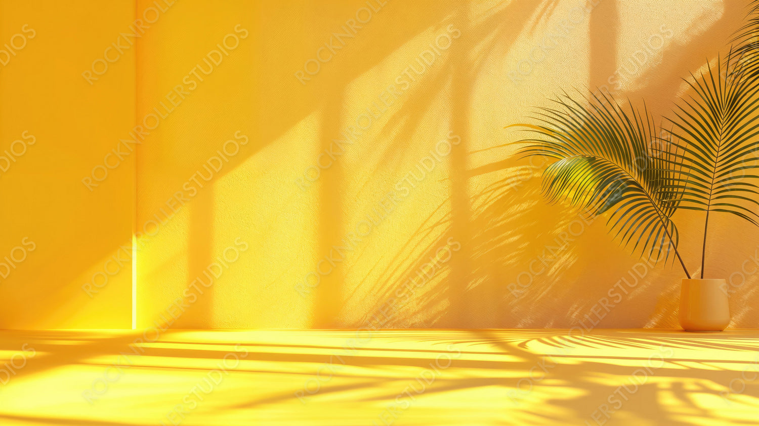 Sunny Yellow Room with Plant Shadows - Bright, Cheerful Interior