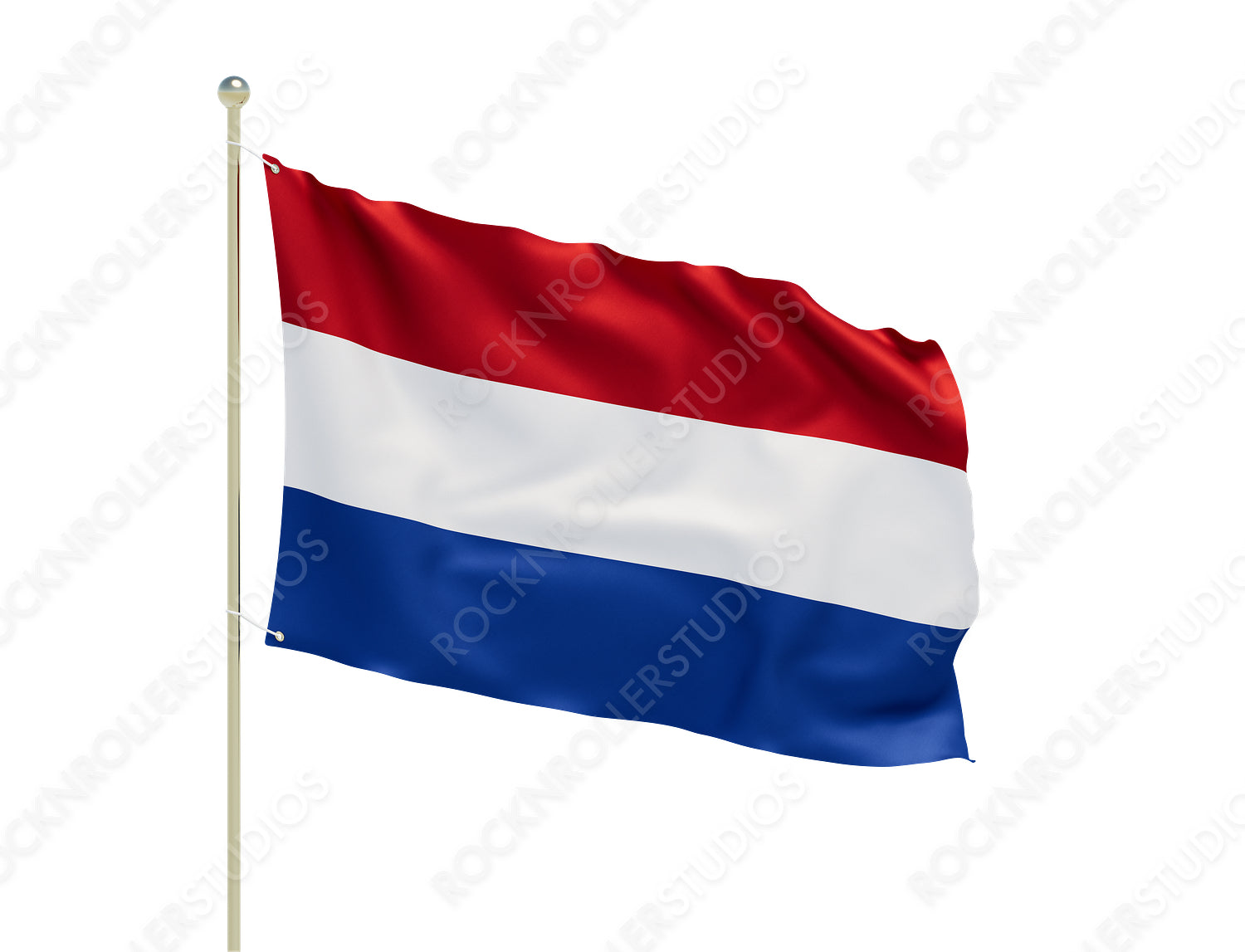 Vibrant Dutch Flag Waving Proudly on a Flagpole - National Colors of Red, White, and Blue. Transparent PNG