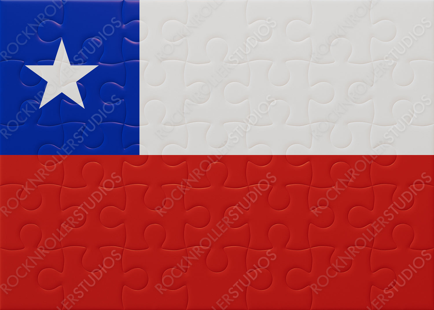 Chilean Pride Puzzle: Artistic Jigsaw Flag in Blue, White, and Red
