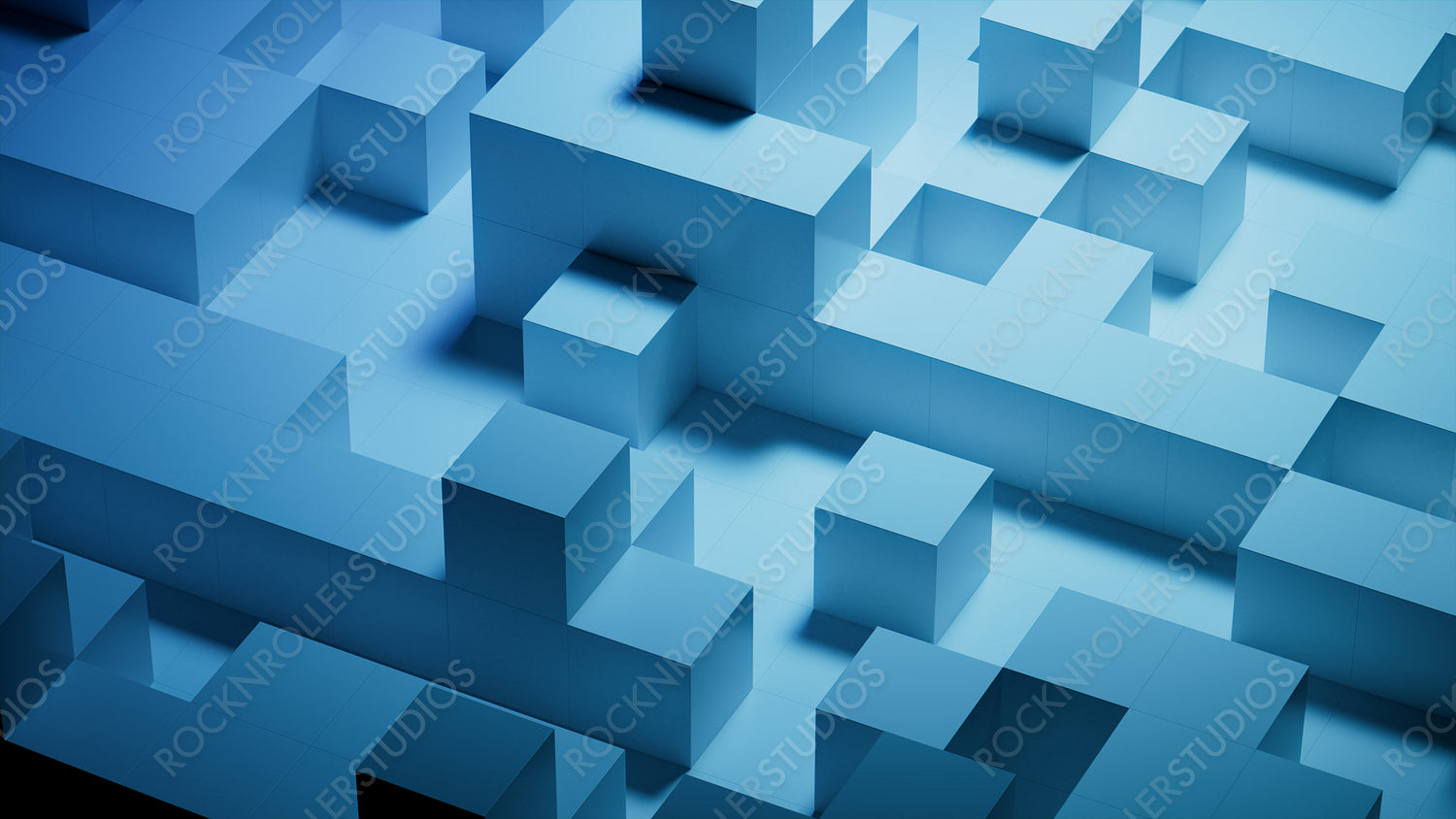 Precisely Arranged Glossy Cubes. Blue, Contemporary Tech Wallpaper. 3D Render.