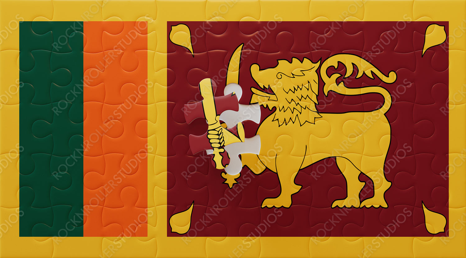Completing Unity: Sri Lanka Flag as a Jigsaw Puzzle with Lion Symbol