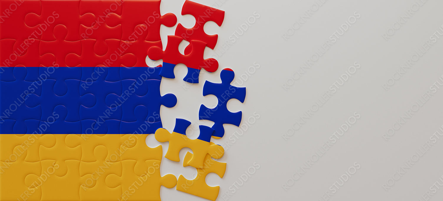 Vibrant Armenia Flag Jigsaw Puzzle: An Incomplete Challenge with Missing Pieces