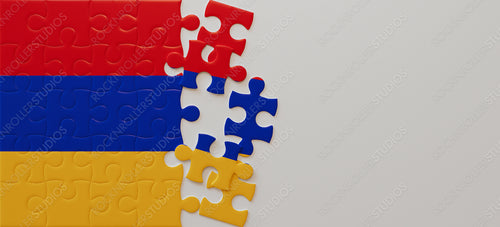 Vibrant Armenia Flag Jigsaw Puzzle: An Incomplete Challenge with Missing Pieces