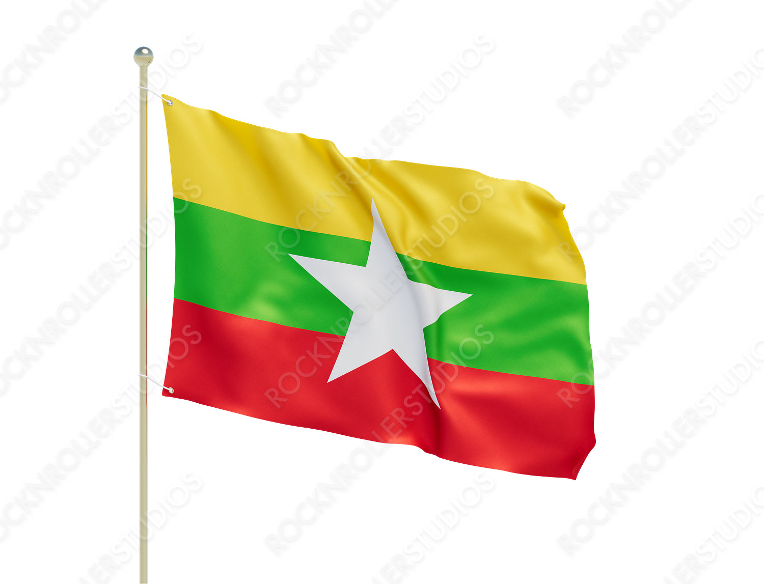 Vibrant Myanmar Flag with Bold White Star - National Pride and Colors Displayed. Transparent PNG