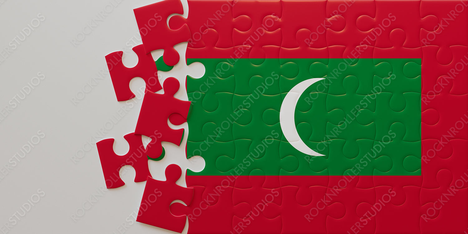 Creative Maldives Flag as an Unfinished Jigsaw Puzzle with Detached Pieces