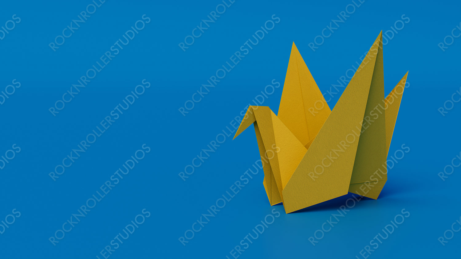 Blue Background with Origami Bird.