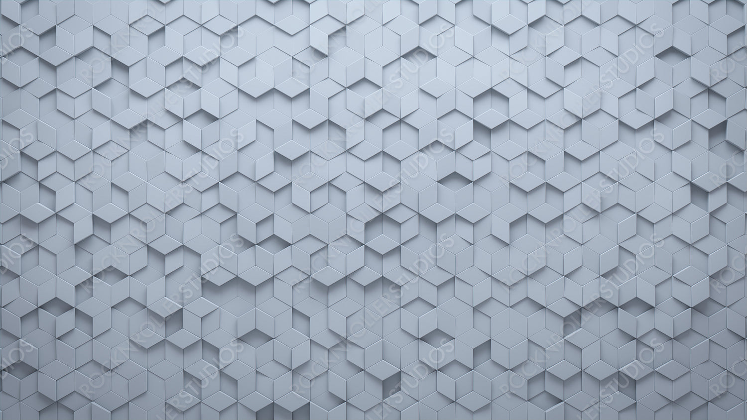 Semigloss, White Mosaic Tiles arranged in the shape of a wall. Futuristic, 3D, Blocks stacked to create a Diamond Shaped block background. 3D Render
