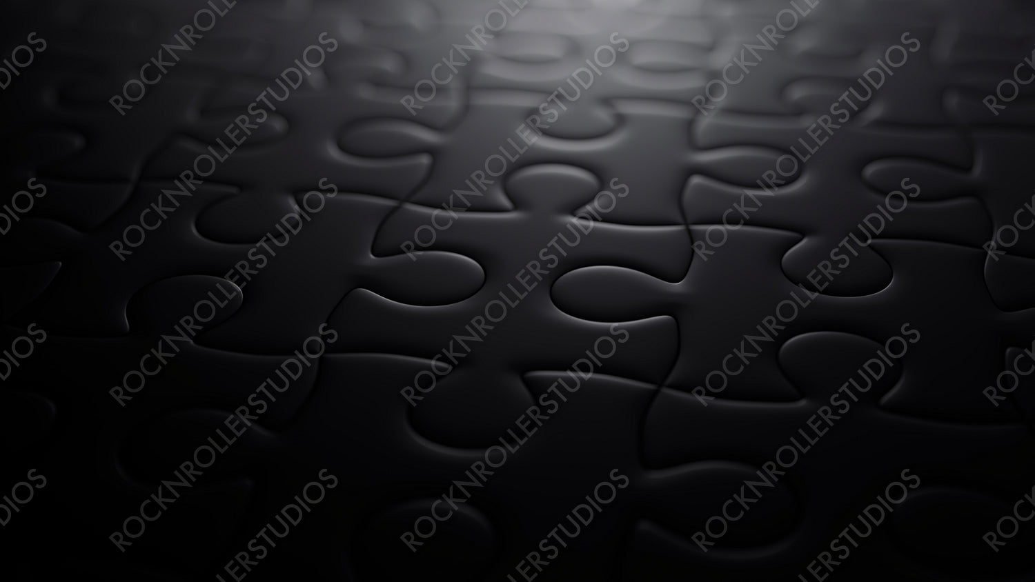 Enigmatic Black Jigsaw Puzzle: A Close-Up of Interlocking Pieces with Striking Light and Shadow Play