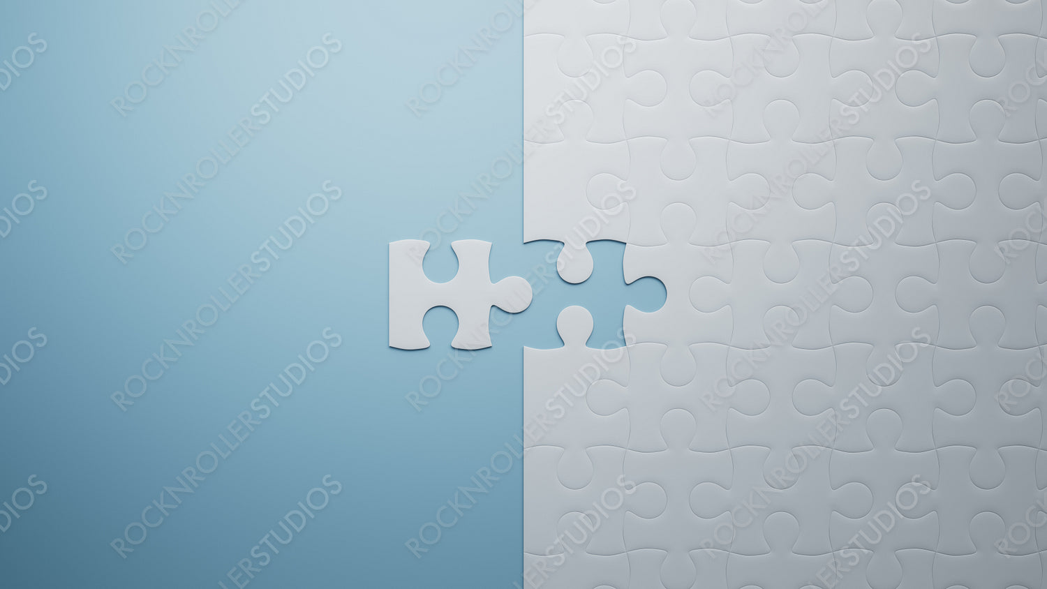 Connecting the Missing Pieces: Blue and White Jigsaw Puzzle Challenge