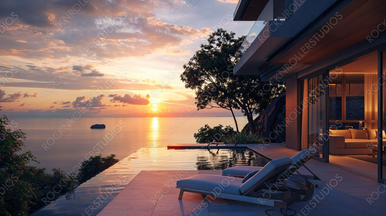 Sunset Poolside Paradise with Ocean View