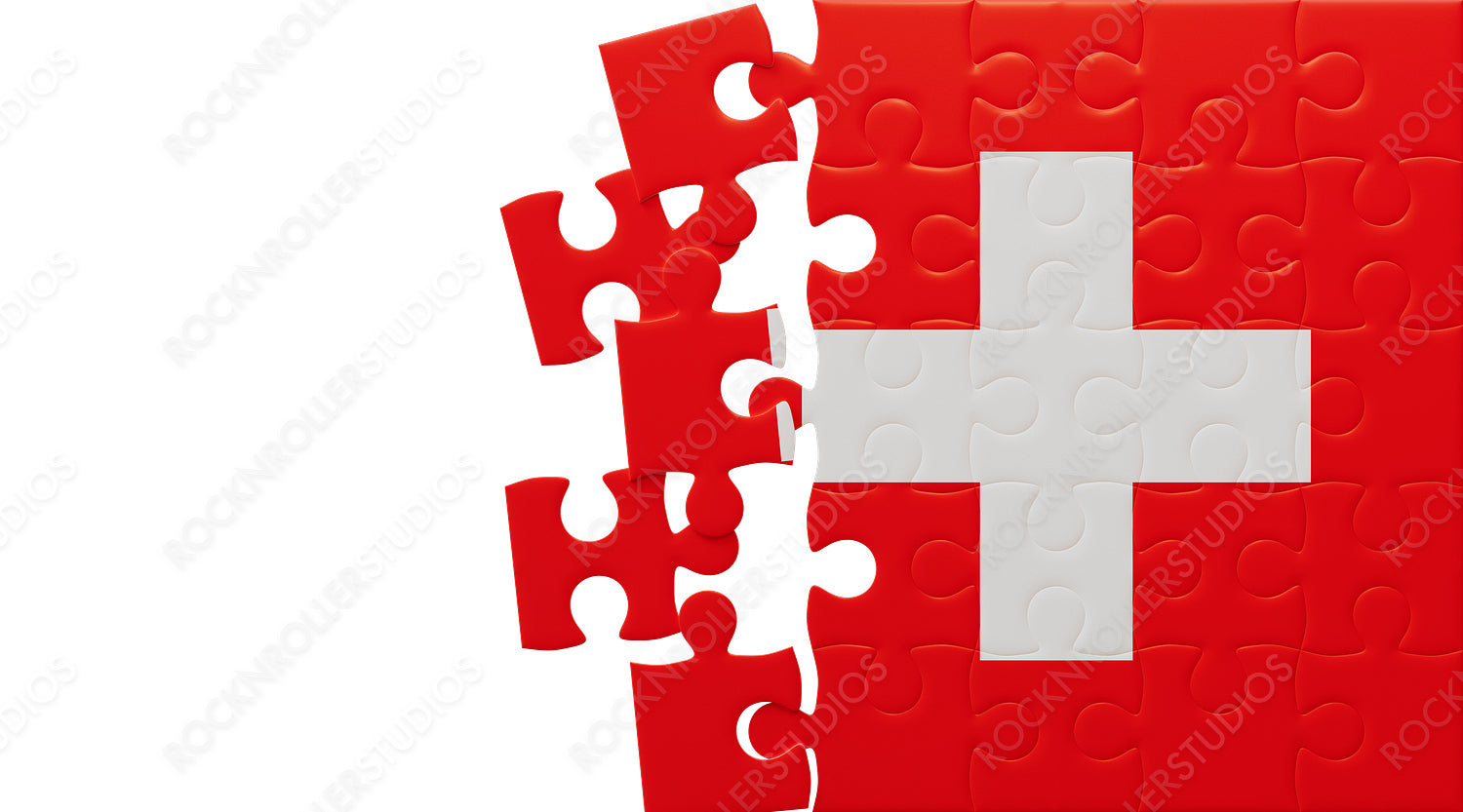Striking Swiss Flag Puzzle: White Cross & Red Contrast - Symbolic & Creative Design