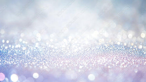 Magical Sparkling Blue Bokeh with Frosty Glitter for Winter Holiday Background