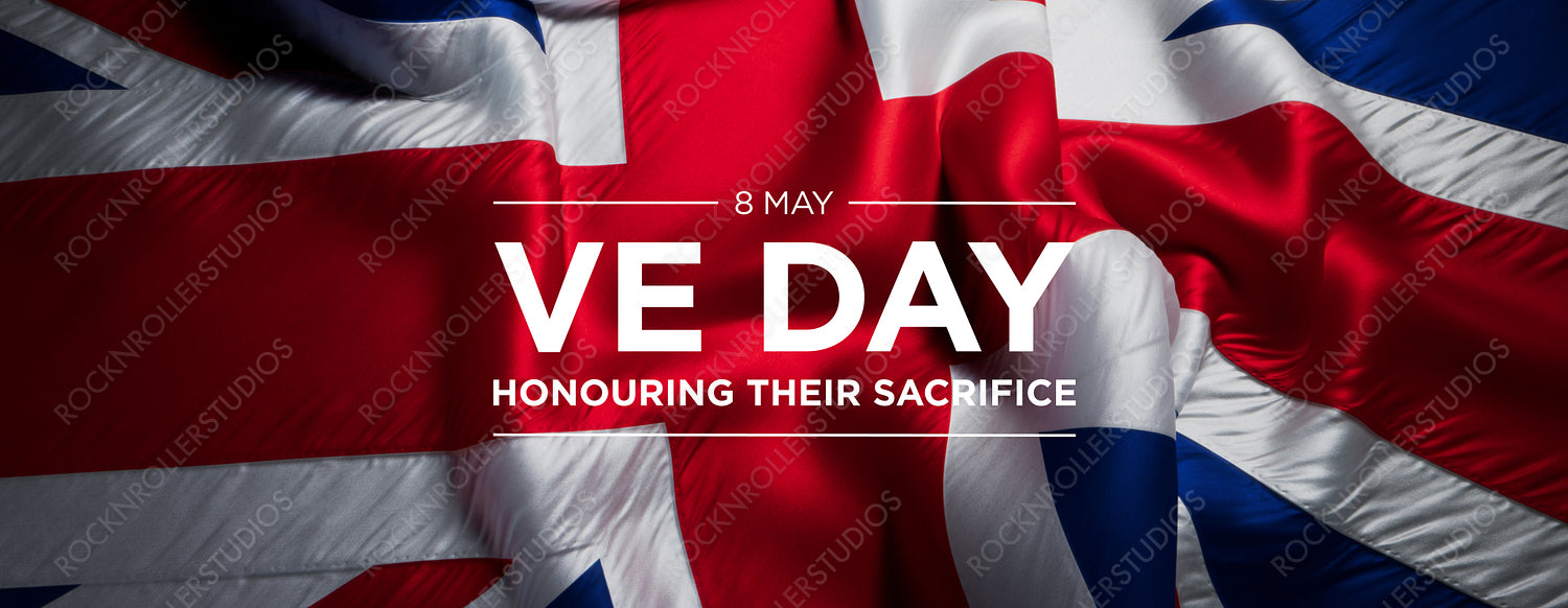VE Day Tribute: Allied Flags & Honor Text - A Commemoration of WWII Victory