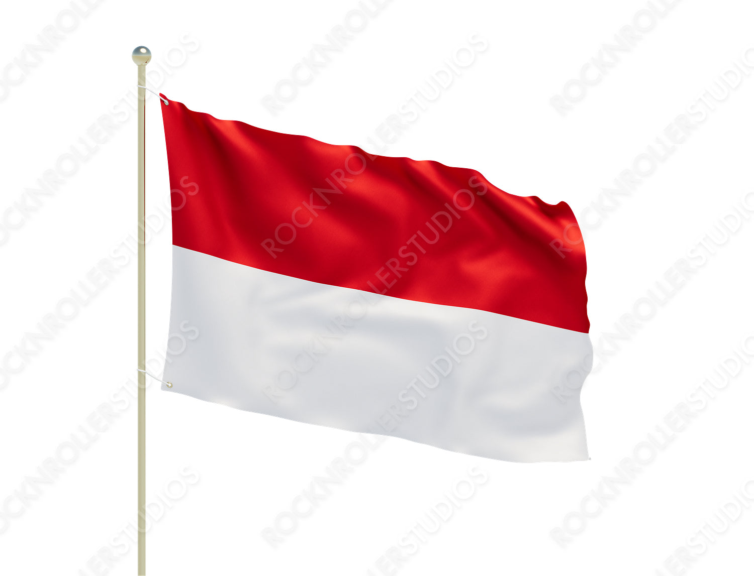 Vibrant Indonesian Flag with Red and White Stripes on a Flagpole. Transparent PNG
