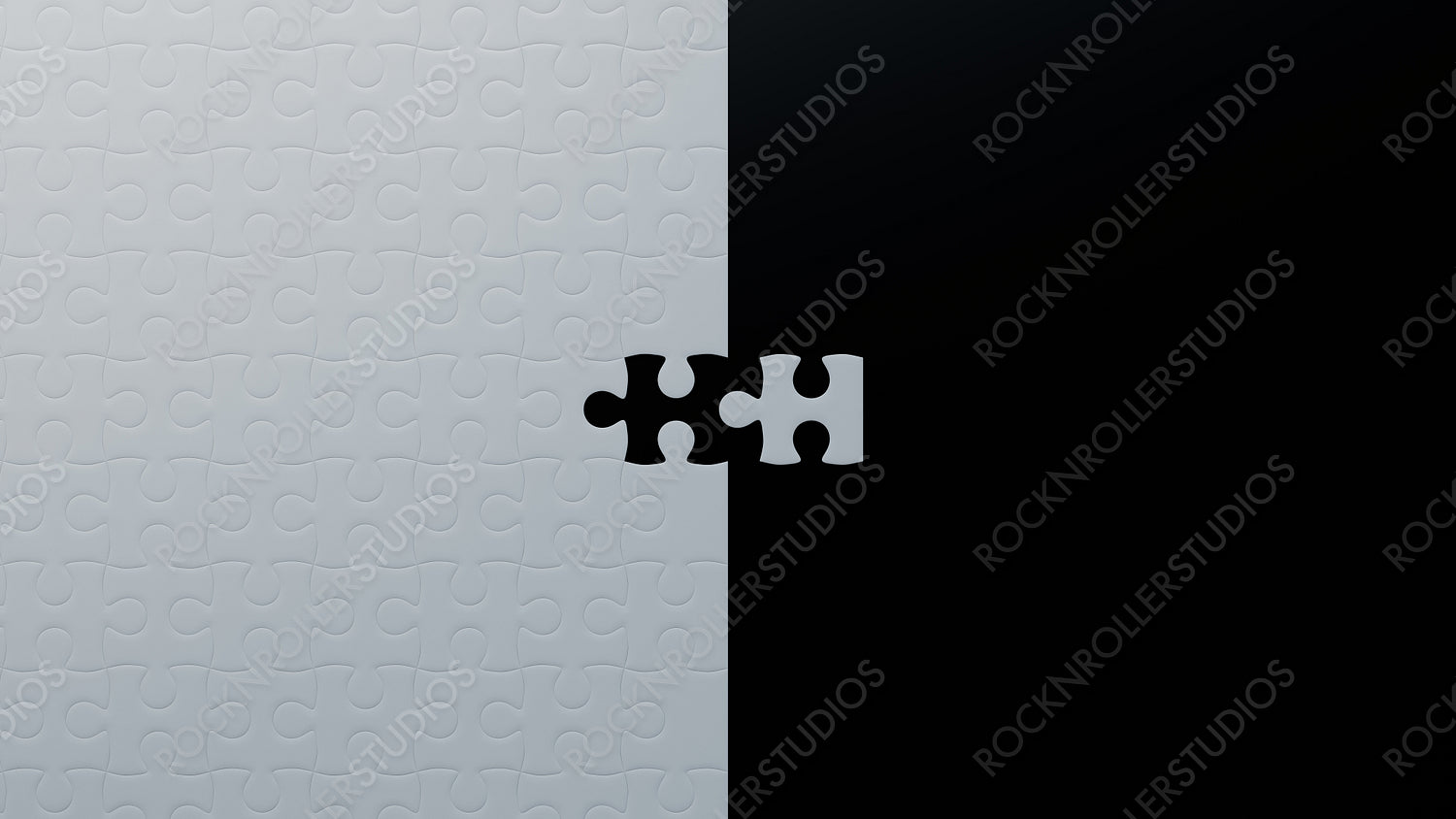Unity in Division: Black and White Puzzle Pieces Bridging Contrast