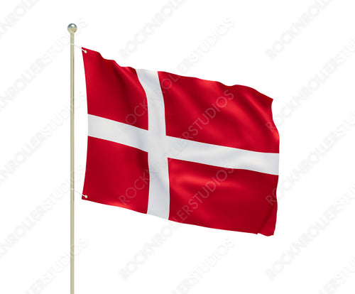 Majestic Dannebrog: Denmark's National Flag Waves Proudly Under a Vibrant Sky. Transparent PNG