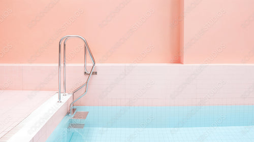 Modern Swimming Pool with Clean Lines and Pink Walls