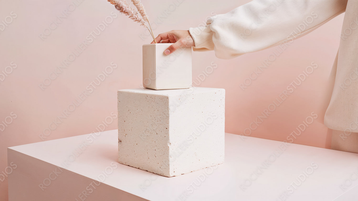 Elegant Stone Plinth in Minimalist Studio Setting