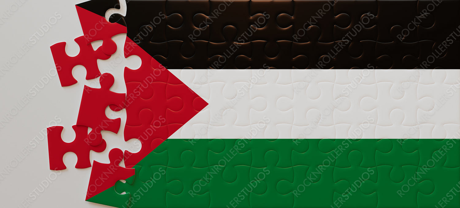 Creative 3D Jigsaw Puzzle of Palestine Flag: A Symbolic Geometric Masterpiece