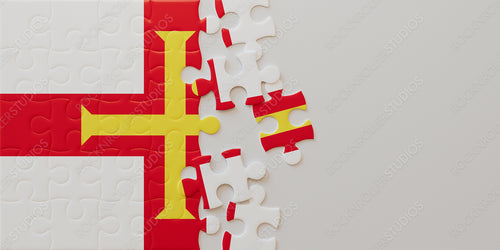Piece Together Guernsey: Incomplete Jigsaw Puzzle of Flag with Red and Golden Crosses