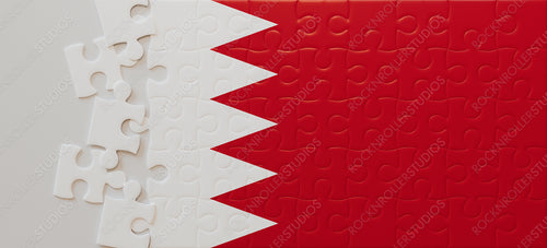 Striking Bahrain Flag Jigsaw Puzzle: Red & White Division and Creative Problem-Solving