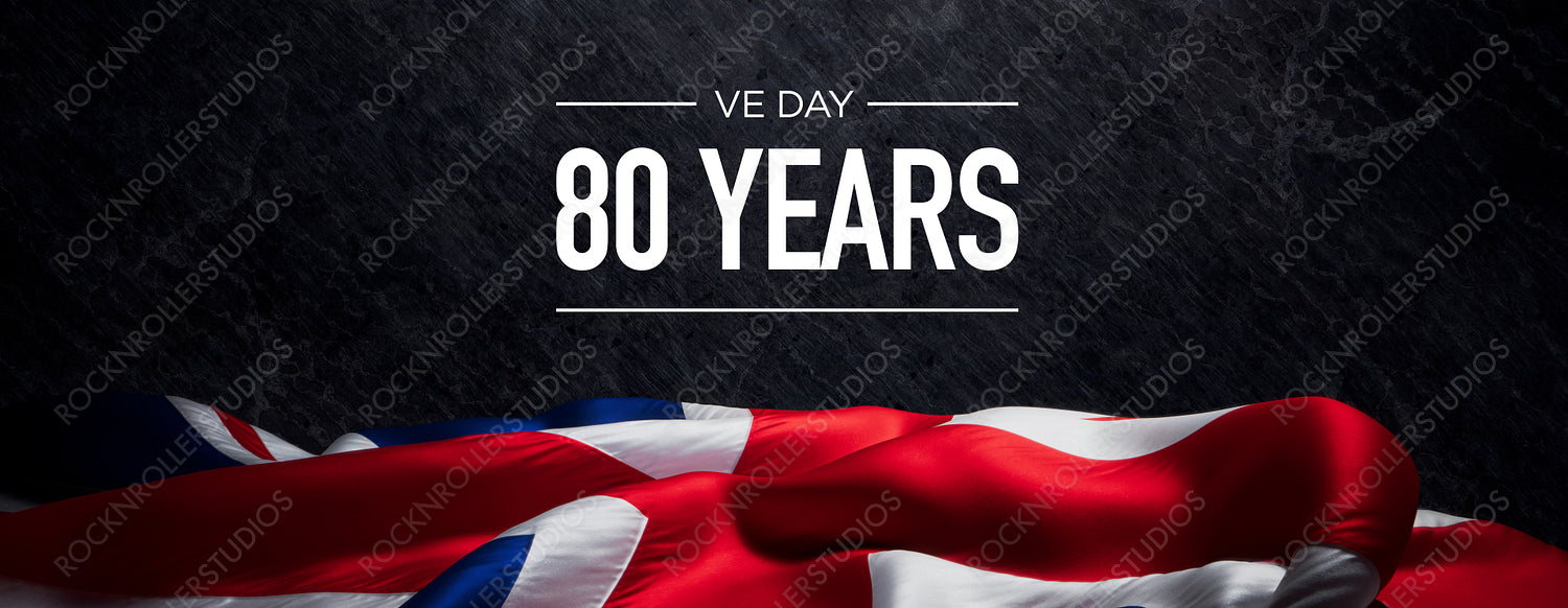 Striking VE Day 80th Anniversary Tribute with Union Jack on Dark Background